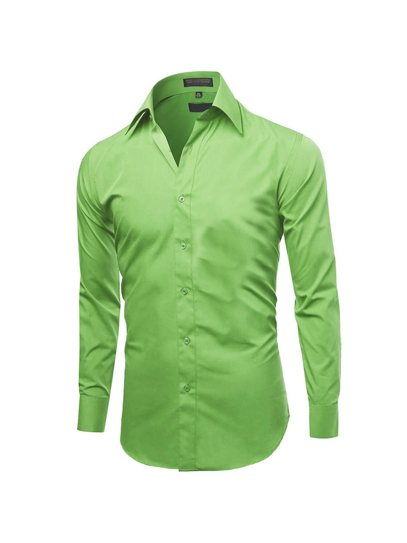 OmegaTux Men's Slim Fit Button Up Long Sleeve Solid Dress Shirt - Apple Green - XL (17-17.5) 32/33 Sleeve, Size: XL (17-17 ) 32/33 OmegaTux Men's Slim Fit Button Up Long Sleeve Solid Dress Shirt - Apple Green - XL (17-17.5) 32/33 Sleeve, Size: XL (17-17 ) 32/33