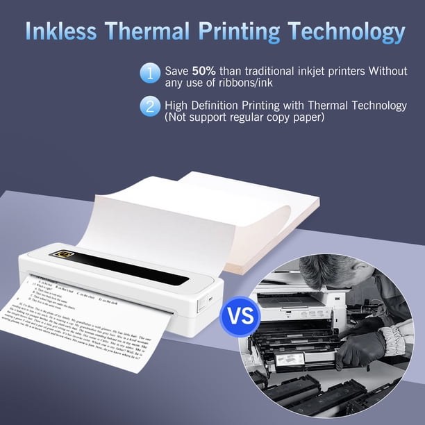 Inkless Wireless Printer Mini Printer For Documents Portable Bluetooth ...