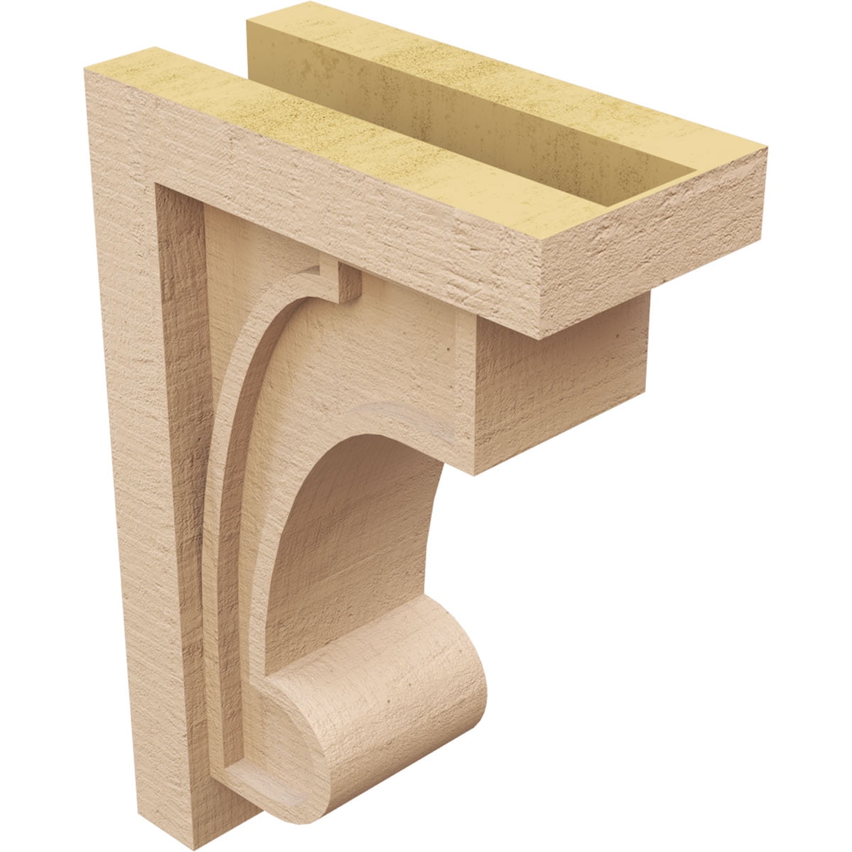 5"W x 10"D x 15"H Classic Alma Rough Cedar Woodgrain TimberThane Corbel, Primed Tan