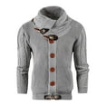 thumbnail image 2 of Awdenio Men's Casual Solid Color Long Sleeved Thickened Cardigan Jacket Sweater, 2 of 7