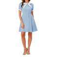 thumbnail image 2 of Allegra K Women's Fit and Flare Contrast Color Bowtie Neck Dresses, 2 of 6
