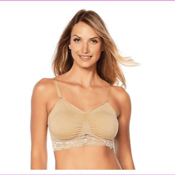 Rhonda Shear Seamless Convertible Lace Bra in Nude, XS (609254)