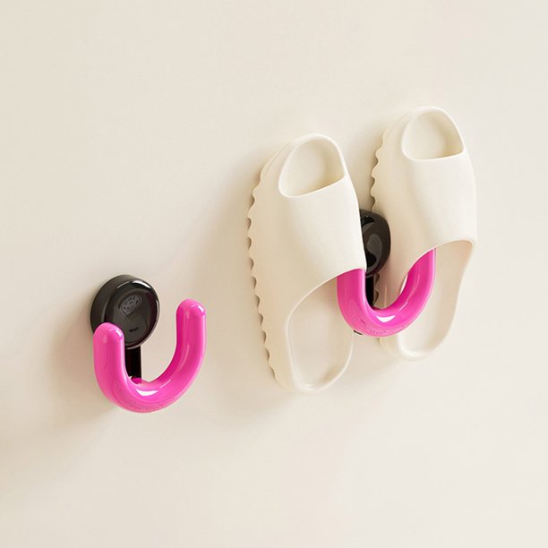 Zapatero para armario, estante para zapatillas de baño, sin perforaciones, tipo ventosa, drenaje de pared para inodoro, gancho para guardar zapatillas, puede colgar un par de zapatillas de plástico, g