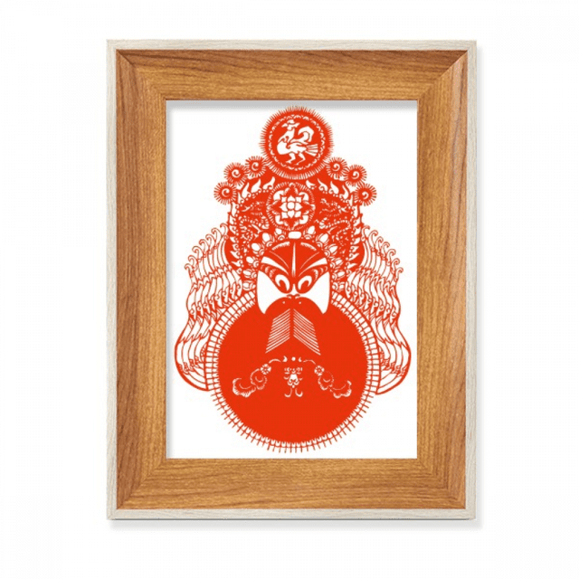 Red Peking Opera Head Moon Paper-cut Desktop Wooden Photo Frame Display Picture Art Painting Multiple Sets