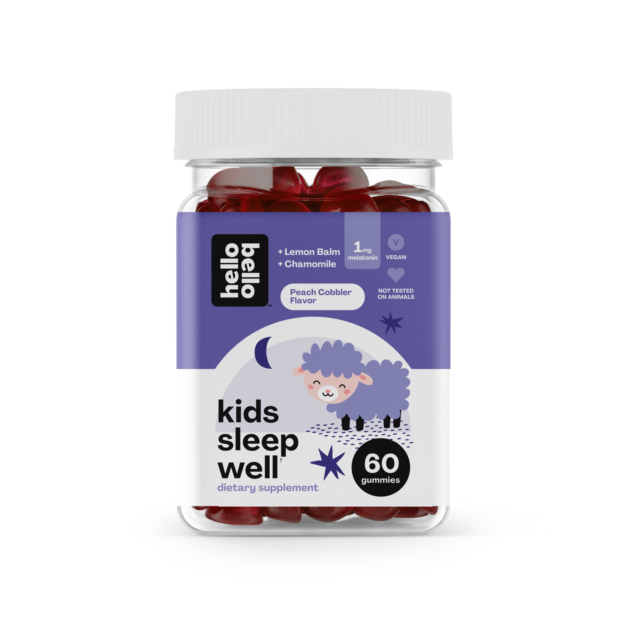 Hello Bello Organic Kid's Sleep Gummy Vitamin I Vegan, Certified Organic and nonGMO Natural Berry Flavor Gummies I Made with Melatonin to Promote Relaxation and Regulate the Sleep Cycle I 60 Count