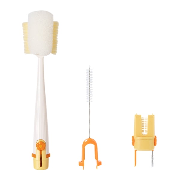 Transemion 5 In GlassCup CleanBrush Set Long Handle Baby Bottle Brush Detachable Portable Goblet to Clean, for Various Water yellow