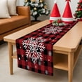 thumbnail image 6 of Christmas Table Runner Christmas Snowflake Table Runners Snow Red Buffalo Check Plaid Cotton Linen Dresser Scarf Kitchen Dining Table Decor for Christmas Holiday Party Decor 13x72 Inch, 6 of 9