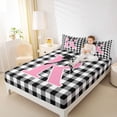 Catabedysis Black Gingham Print King Sheets,Plaid Monogrammed R Design ...