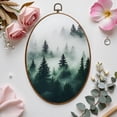 thumbnail image 7 of Canvas Wall Art Fog Forest Foggy Forest Tall Pine Trees Mystic Atmosphere Layered Oval Framed Canvas Prints Vintage Wall Hanging Decor for Home Office Decorations 8.6"x11.4", 7 of 7