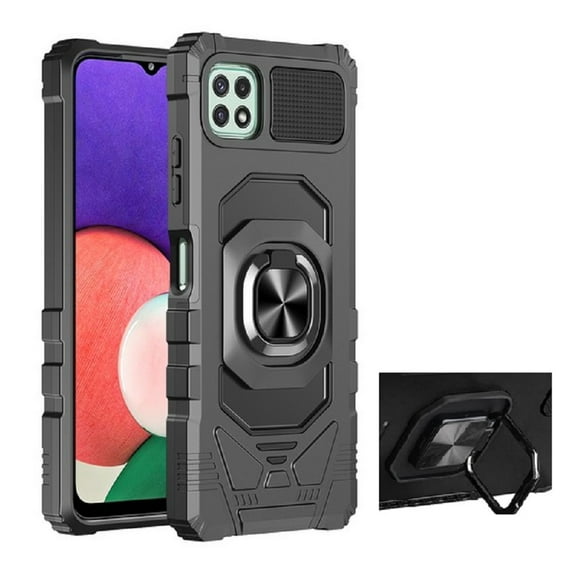 Phone Case for Samsung Galaxy A22 5G / Boost Mobile Celero 5G Case,  Ring Stand Tough Hybrid Case Cover (Black)