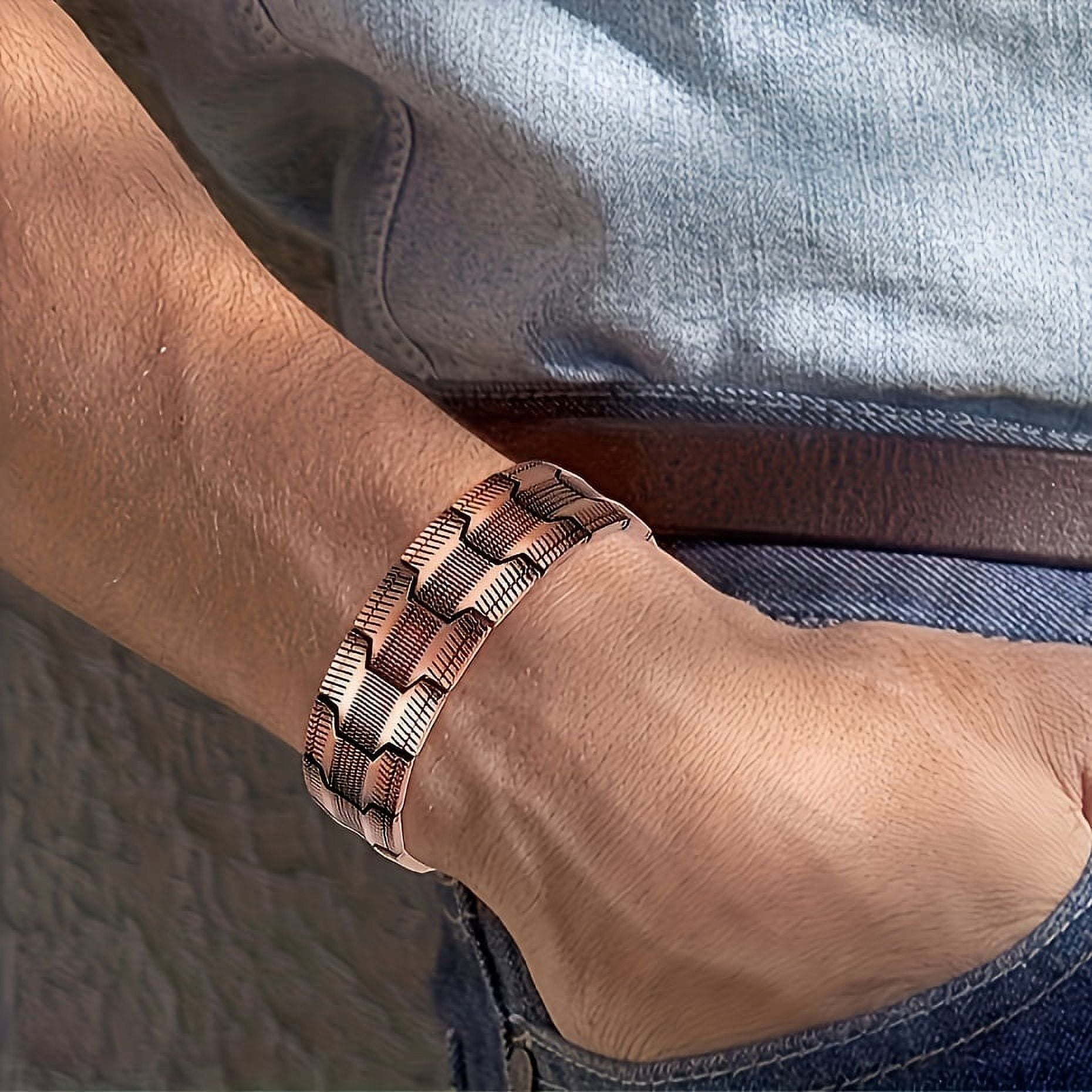 Bracelet for Men - 99.99% Pure Copper, Adjustable Sizing Tool, Joint Support, Valentine's Day Jewelry Gift,2X Version
