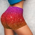 thumbnail image 4 of Kdxio Rainbow Glitter Print Workout Shorts for Women Seamless Soft Smooth Gym Yoga Scrunch Active Shorts, 4 of 9