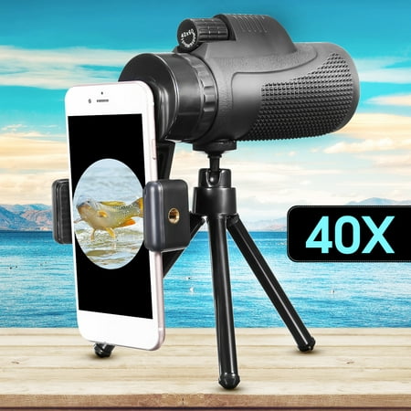40X60 Outdoor Travel Hiking HD Zoom Monocular Telescope Telephoto Camera Lens Phone Holder with Tripod for iPhone for Samsung Smart Cell