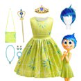 thumbnail image 2 of Disfraz de Disney Inside Out Joy para niños, Halloween, Carnaval, cumpleaños, vestido de felicidad para niñas, vestido de princesa + conjunto de peluca, 2 of 5
