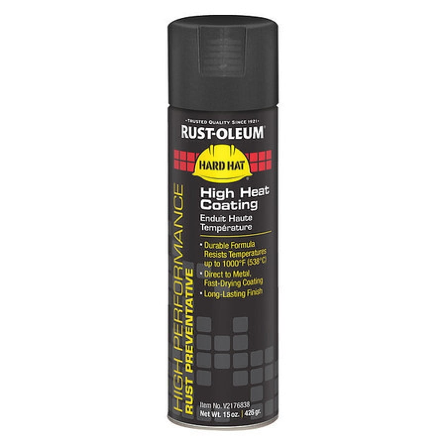RUSTOLEUM V2176838 High Temperature Spray Paint, Black, Flat, 15 oz.