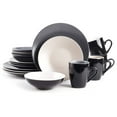 thumbnail image 2 of Colors Life 16pc Dinnerware Set - Stoneware Coupe Dishes, 4 Colors - Grey, Beige & White - Service for 4, Dishwasher & Microwave Safe, 2 of 7