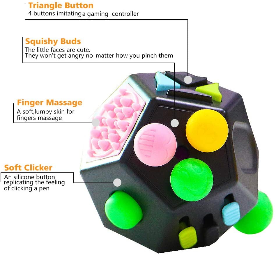 12 Sided Fidget Cube Dodecagon Fidget Toy For Children And Adults Stress And Anxiety Relief Depression Anti For All Ages With Adhd Add Ocd Autism Black Walmart Com Walmart Com