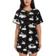 thumbnail image 1 of Balery Swan And Dragonflies Conjunto de Pijama para Mujer con Estampado, Dos Piezas de Manga Corta y Shorts, Ropa de Dormir Suave con Cuello Redondo y Bolsillos-X-Large, 1 of 6
