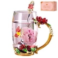 thumbnail image 1 of Taza de té DasyFly, cristal esmaltado con forma de mariposa, color rojo rosa, 350 ml, 1 of 7
