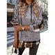 thumbnail image 4 of Sudadera con Capucha de Larga para Mujer, Estilo Patchwork A Cuadros, con Abertura Lateral, Ideal para Otoño e Invierno. Gris M, 4 of 9