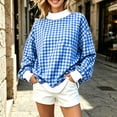 thumbnail image 5 of Mock Neck Sweatshirts Women Oversized Graphic Pullover Dropped Long Sleeve Plus Size Casual Tops, Blue-Plaid L, 5 of 8