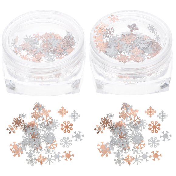 CIMAXIC Nail Glitter Sequins 2 Boxes Nail Glitter Sequins Snowflake Nail Sequin Christmas Nail Chunky Glitter,1.18"X1.18"X0.59"