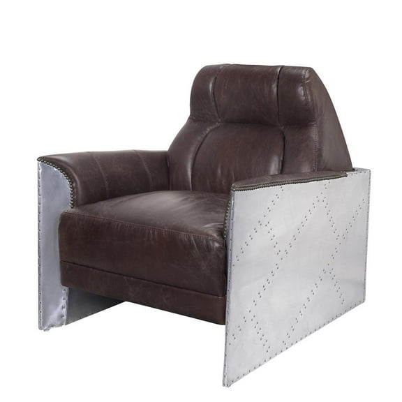 ACME Brancaster Accent Chair in Espresso and Aluminum