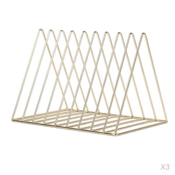 3x Organizador de Archivos de Estilo Moderno, Estante de Almacenamiento de Escritorio de Hierro Triangur, Estantería, Soporte para s Baoblaze Estantería de escritorio de metal