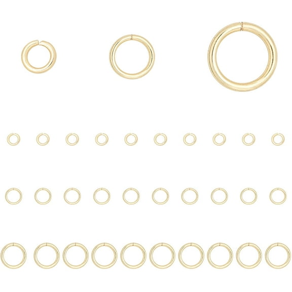 30Pcs 4/6/8mm 14K Gold Plated Jump Ring Jump Rings for Jewelry Making Gold Open Jump Rings Bulk for DIY Craft Earring Necklace Bracelet Gold