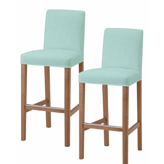 Linen Mint Green Bar Stool Covers Set of 2, Modern Minimalist Pure Solid Color Stretch Washable Bar Chair Covers with Backs, Removable Pub Counter Height Chair Cover for Kitchen Dining Room Cafe