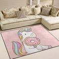 thumbnail image 2 of SKYSONIC Lightweight Soft Area Rugs Unicorn Eating Tasty Donuts Floor Mat for Kids Playing Room Hardwood Floor Living Room 80x58 inchNursery Rugs, 2 of 6