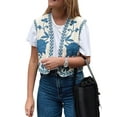 thumbnail image 1 of KelaJuan Women Vest, Sleeveless Open Front Embroidery Flower Outwear Gilet for Casual Street, 1 of 7