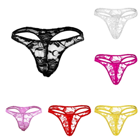 SGFCWSX Men's Lace Semi-Sheer Thong in One-Size** White Free Size