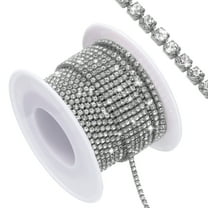 Uxcell 10 Yard Crystal Rhinestone Close Chain Trim, Crystal Rhinestone Diamond Strips, Silver Rhinestone with Grey Base