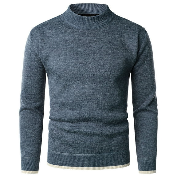 ZKCCNUK New Casual Daily Pullover Solid Color Half High Neck Men's Knitted Sweater Bottoming Shirt