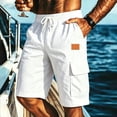 thumbnail image 2 of Men's Quick-Dry Cargo Shorts - Multi-Pocket Casual Beach Shorts - Relaxed Fit Drawstring Walking Shorts for Summer Outdoor & Hiking White XXXL, 2 of 7