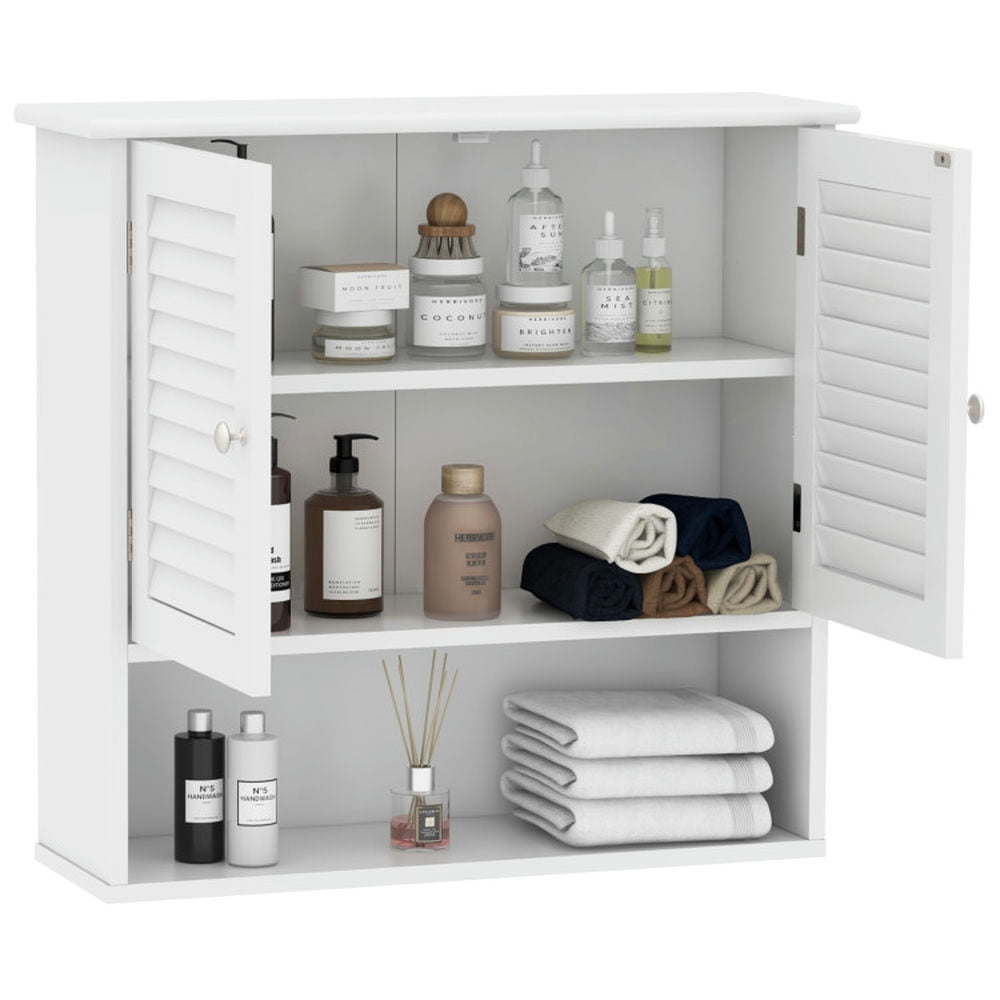 Finihen Bathroom Wall Cabinet, Wall Mounted Bathroom Cabinet, Medicine Cabinet, Double Doors Shelves Bathroom Wall Storage Cabinet, for Bathroom, White Finihen Bathroom Wall Cabinet, Wall Mounted Bathroom Cabinet, Medicine Cabinet, Double Doors Shelves Bathroom Wall Storage Cabinet, for Bathroom, White
