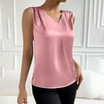 thumbnail image 7 of Oplxuo Satin Tank Tops for Women Summer Elegant V Neck Business Casual Shirts Sleeveless Dressy Going Out Tunic Blouse, 7 of 7