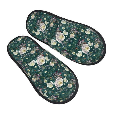 

House Slippers for Women Men - Peony flower Soft House Shoes Fuzzy Slippers Lightweight Slip-On Cozy House Slippers for Woman Indoor Outdoor