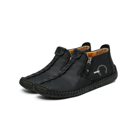 

Omagie Men s Leather Ankle Boots Casual Loafers Side Zipper Booties Outdoor Working Shoes