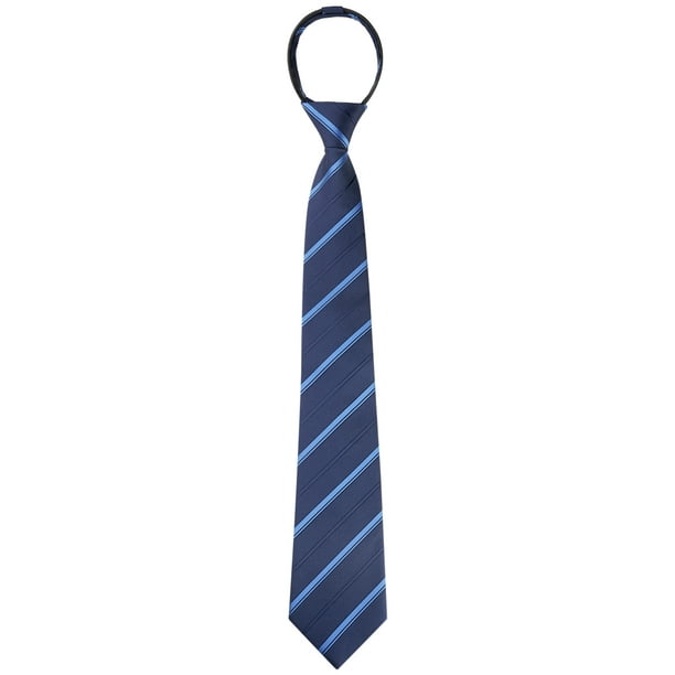 Corbata ajustable con cremallera INSPIRE CHIC para hombres, corbata de cuello para ocasiones casuales y formales, azul marino - 4 18.9" × 3.2"