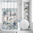 thumbnail image 2 of No Hook Shower Curtain, Vintage Farmhouse Shower Curtains for Bathroom with See Through Top Window, Blue Country Texas Star Vines Wooden Waterproof & Washable Bath Curtain Stand Up Stall 36"x72", 2 of 9