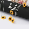 thumbnail image 3 of Besufy 5 Pcs/Set Women Sunflower Pendant Necklace Stud Earrings Ring Bracelet Jewelry Set, 3 of 7