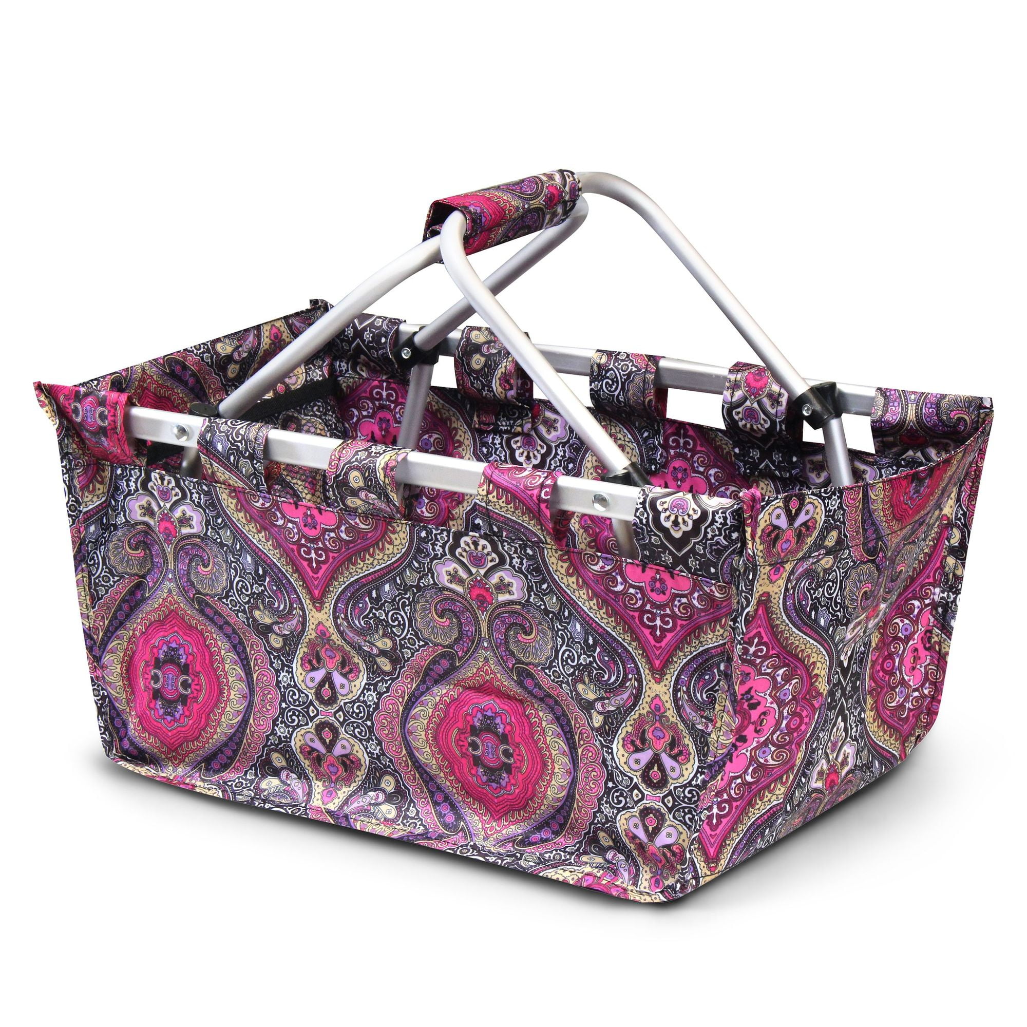 Zodaca Women Collapsible Tote Metal Aluminum Frame Market Basket for