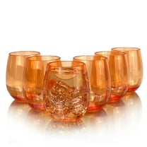 Yongzhenlite Set of 6 Acrylic Wine Glasses, 20-ounce Plastic Tumbler for Party Use,BPA Free,Dishwasher Safe (Orange)