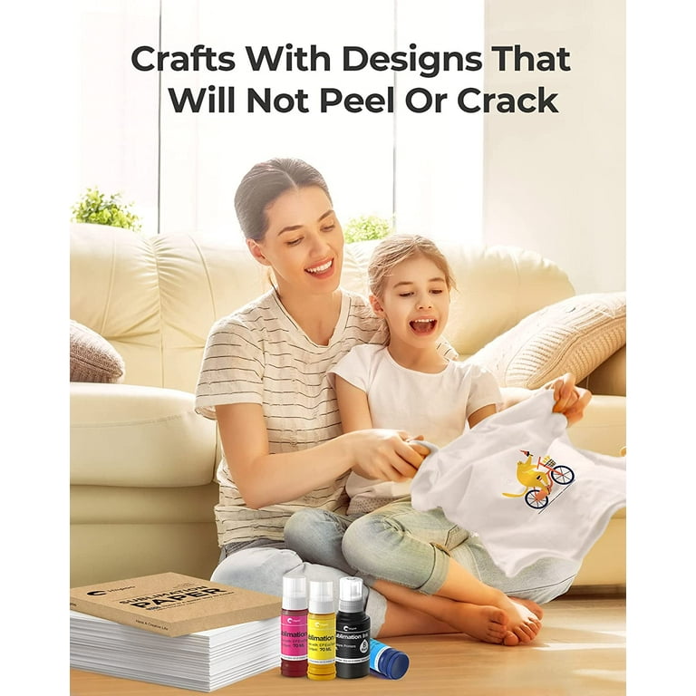 Hiipoo Sublimation Ink Refilled Bottles Fit for Ecotank Printers ET2400 ET2720 ET2750 ET2760 ET-2803 ET-4800 Inkjet Printers Heat Press Transfer on mugs T-Shirts, DIY Gift, on Demand Print (BK/C/M/Y)