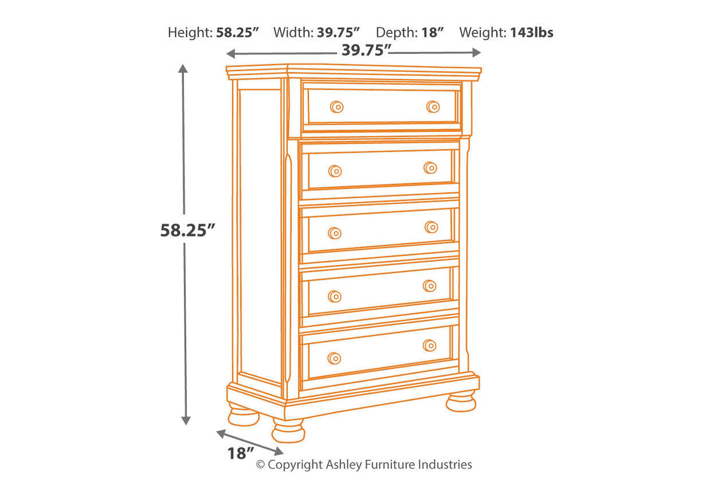 Ashley Furniture Porter 5-Drawer Traditional Wood Chest in Dark Brown