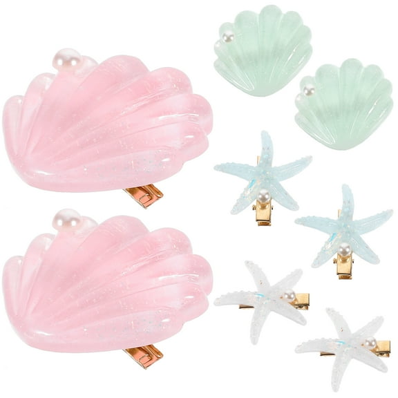 SEWCHICS 8-Piece Seashell Hair Clips Set Cute Hair Accessories for Girls Birthday Party Decoration