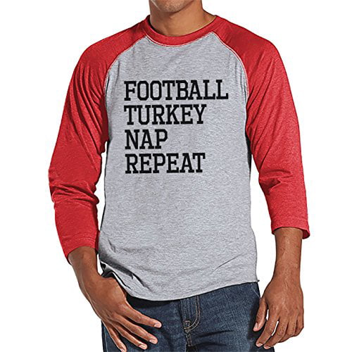 Football Turkey Nap Repeat Womens Shirt Funny Mens Thanksgiving Tee 