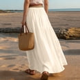 thumbnail image 4 of Women's Skirts Boho Elastic Waist A-Line Maxi Skirts Summer Swing Long Skirt with Pockets For Beach Vacation, 4 of 5